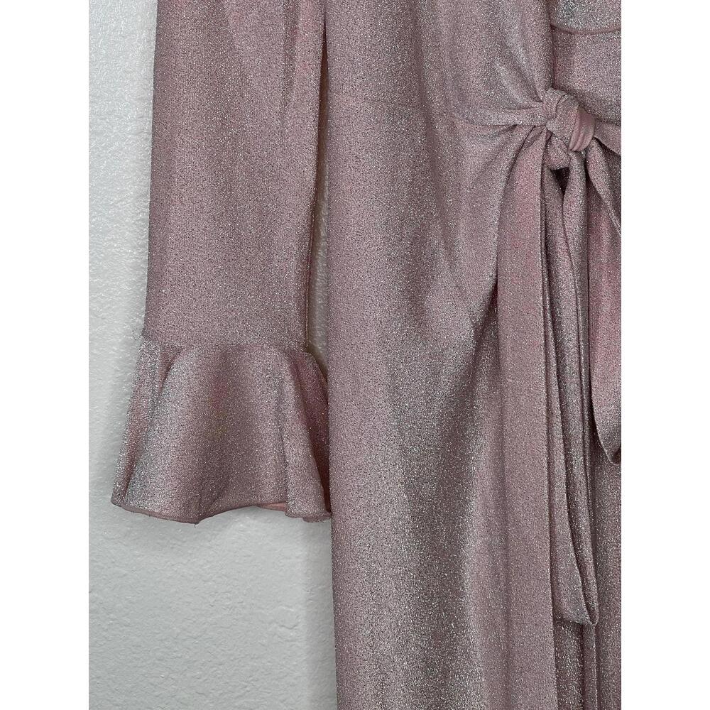 NWT Free People One More Time Lurex Wrap Midi Dress Peach Pink Shimmer Size M - Picture 5 of 10